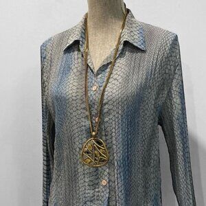 Animal Print Blouse Snakeskin Size large grey